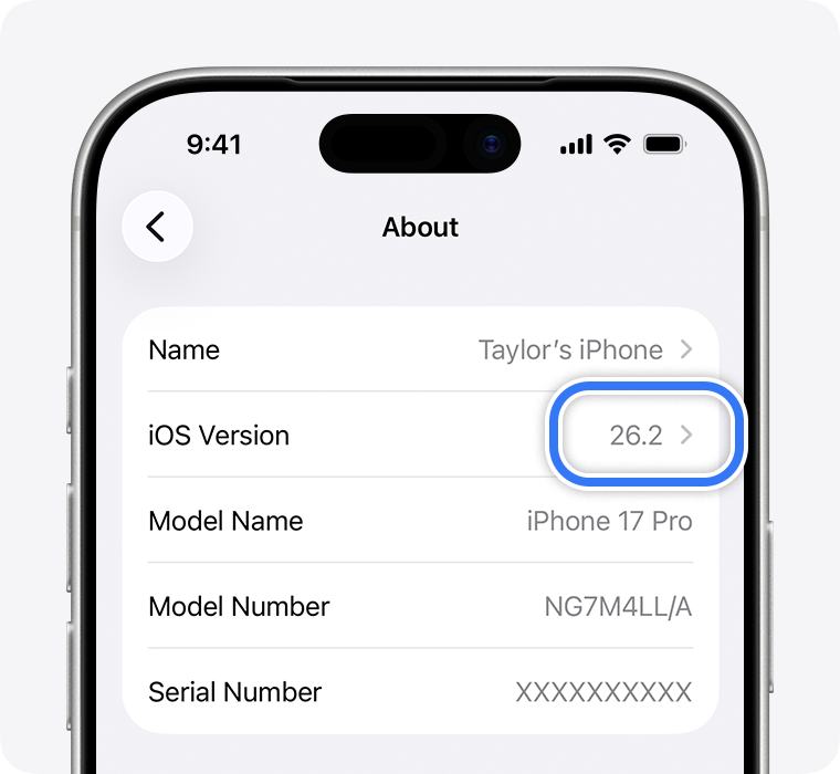 ios 26 iphone 17 pro settings general about software version - Plover CRM